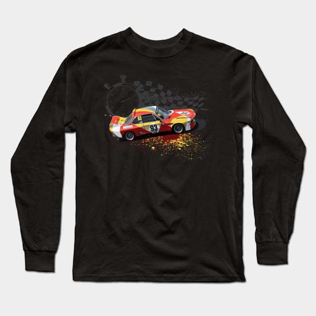 Retro Racing T-Shirt - BMW 3.0 CSL Bat Mobile Design Long Sleeve T-Shirt by funkymonkeytees